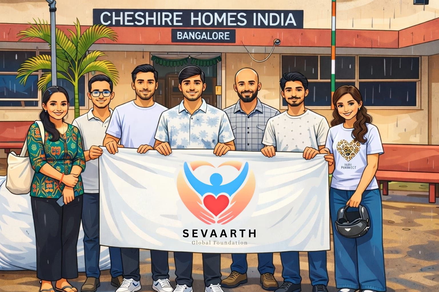 Sevaarth Global Foundation team and community members – about us banner